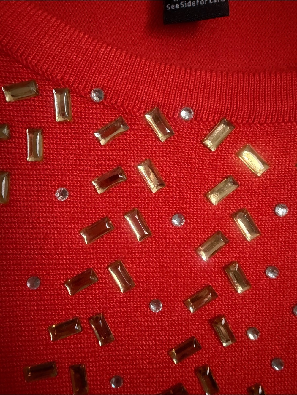 Madison Orange Sweater with Gold Stud Embellishments 3/4 sleeve Size Large - Picture 5 of 10